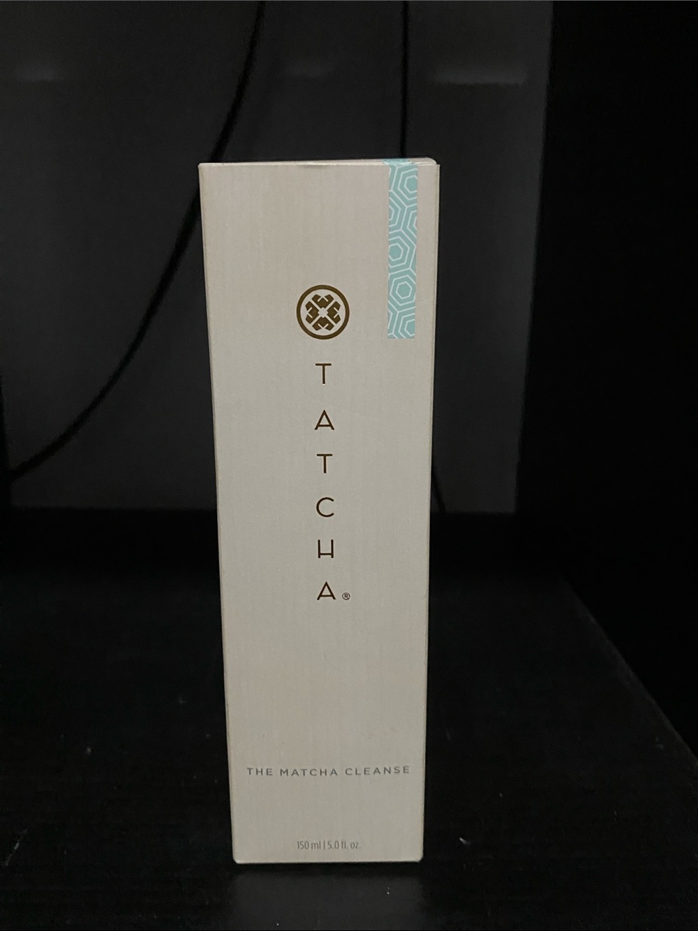 Tatcha Cream Box with Turquoise Accent and Gold Logo